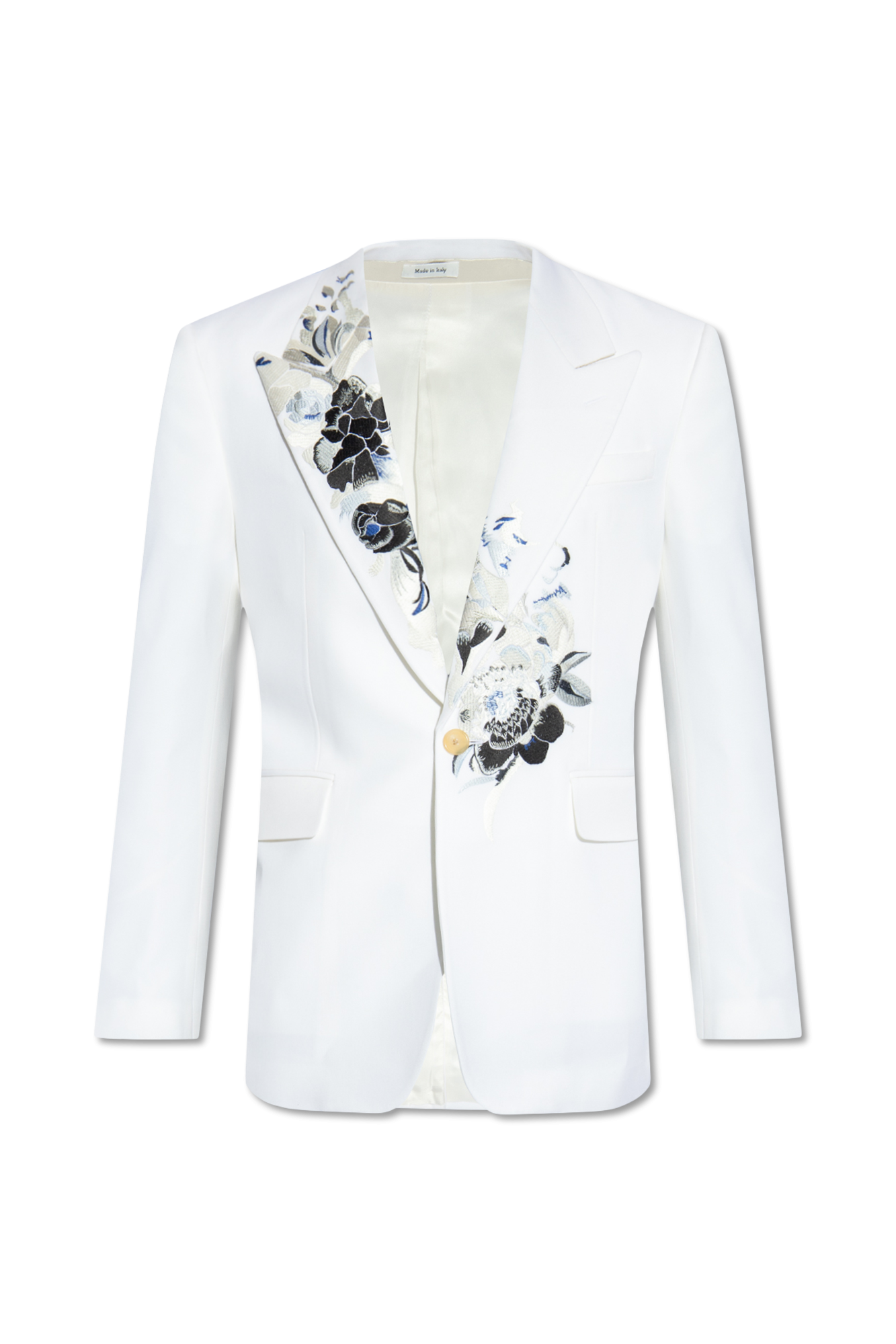 Alexander McQueen skull heart logo scarf SchaferandweinerShops Canada White Embroidered blazer Alexander McQueen